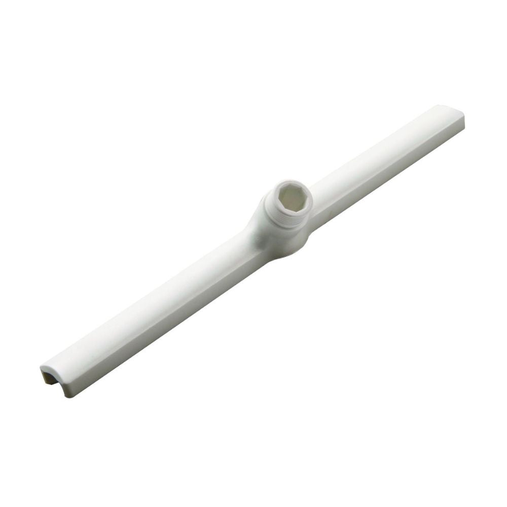 The Haug water slider from Haug Bürsten KG is a white double-ended wrench made of fiberglass. It features a central cylindrical hole for adjusting nuts or bolts, is suitable for hygienic cleaning applications, and has balanced, flat handles that extend from its hub.