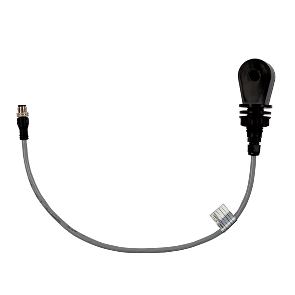 Abgebildet ist eine schwarz-graue Johannes Kiehl KG Leitwertsonde induktiv mit 50 cm Kabel und Stecker zum Einbau in den Wassertank einer Geschirrspülmaschine vor weißem Hintergrund.