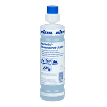 A 1-liter bottle of Johannes Kiehl KG Kiehl Keradet Concentrated Active Alcohol Universal Cleaner for streak-free cleaning, with a blue cap and a multilingual label featuring product information and usage instructions.