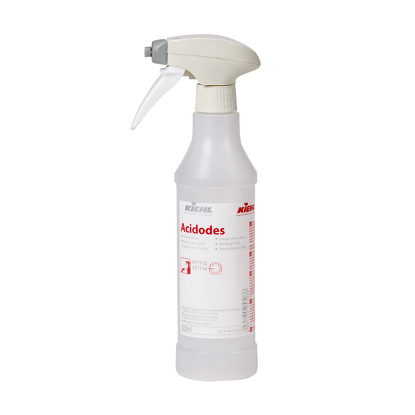 The Kiehl Acidodes Liquid Acidic Disinfectant Cleaner 5 L from Johannes Kiehl KG is a liquid acidic disinfectant cleaner, ideal for hygiene-sensitive areas and professional cleaning, available in a box with 2 bottles.