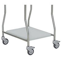 The Novocal plastic floor tray for four-bin collectors—NW74 or NW84 (1 piece)—features a sturdy metal base with four swivel casters, a flat shelf, and angled legs, making it perfect for waste storage. Brand: Novocal.