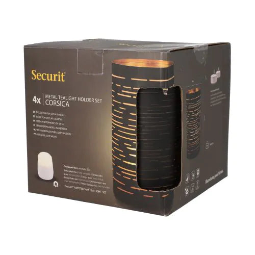 Papstar Securit® candle holder Ø 8 cm x 15 cm black/gold