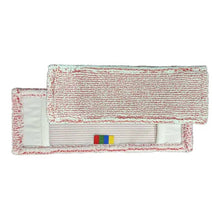 Two rectangular Arcora Excellent Red-White Fc-Mops with color coding without cover sheet mops from Arcora International GmbH made of white fabric with red stripes; one pad lies flat, the other is partially stacked for presentation.