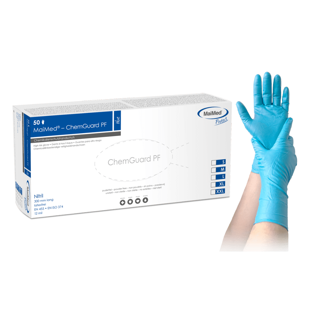 MaiMed-ChemGuard, non-sterile, powder-free nitrile full protection glove, 50 pieces/box