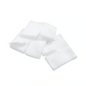 A group of neatly stacked, small white fabric squares labeled as BeeSana® Vliesschlitzkompresse 6-ply 10 x 10 cm | Package (50 pieces) by Meditrade GmbH, is arranged against a white background. The fabric appears folded and of uniform size, ideal for wound care.