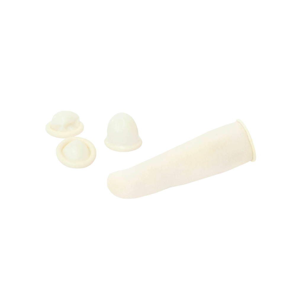An image showing a collection of white foam earplugs from Meditrade GmbH. The set includes three pairs in different sizes and a single cylindrical foam case, all against a plain white background.