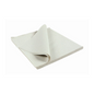 A folded square piece of Meditrade® cellulose in layers, 20 x 30 cm | Carton (3 bags) by Meditrade GmbH lies on a flat surface. The light fabric or paper appears plain without visible markings or structures, and one corner is folded up, making the underside visible – ideal for hygienic applications in medical needs.