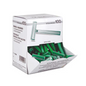 The package from Servoprax GmbH contains 100 green Mediware disposable razors, each with a triple-ground blade. The razors partially protrude to allow easy access, and texts in multiple languages emphasize their importance for hygiene during procedures and ensure precision and cleanliness.