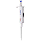 The Altruan micropipette 10-100 µl / 20-200 µl is a white, adjustable laboratory pipette with a blue plunger, digital volume display, disposable tip, and is delivered in a 200 g packaging for easy handling and storage.