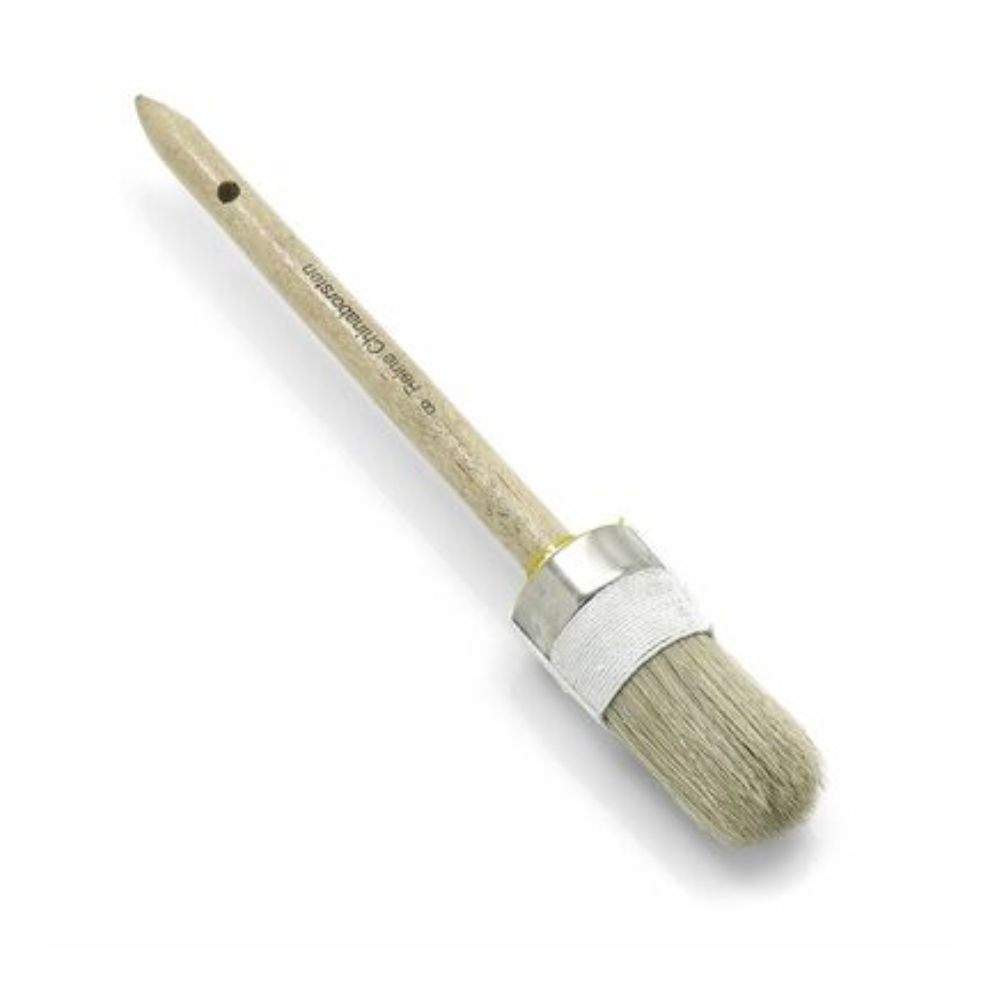 The Nölle Profi Brush Craftsman Ring Brush from Nölle Profi Brush Bürsten- & Pinseltechnik e.K. features a round bristle design with a wooden handle and a metal ferrule, ideal for precise painting work, and has a convenient hole for easy hanging.