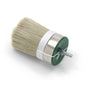 The Nölle Profi Brush Craftsman-Angle Brush Head features light bristles in a 65 mm large round head with a green base. A metal band and threaded bolt secure the natural bristles thanks to its slightly fanned shape for precise painting work.