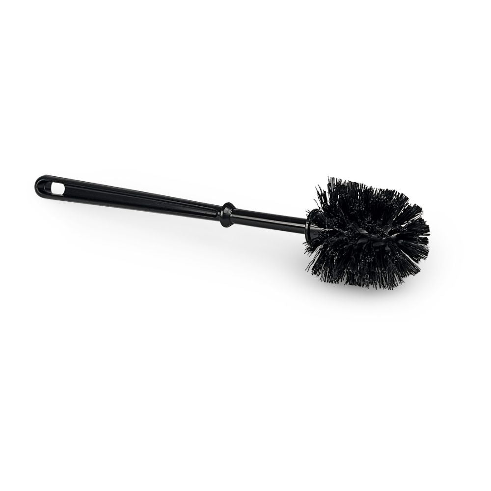 The Nölle Profi WC brush black (38 cm, Ø 75 mm) from Nölle Profi Brush Bürsten- & Pinseltechnik e.K. impresses with its durable plastic handle and round brush head - ideal for the bathroom, photographed against a white background.