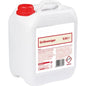 A white plastic container with a red lid and handle, labeled "GastroPower Grillan Grill Cleaner, 5 l" by Abena Re-Seller GmbH. Ideal for use in the catering industry, the German label shows safety instructions and product information. Package: 1 piece (2*1).