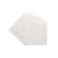 A stack of white PAPSTAR dessert doilies 17x17 cm (2000 pieces) from PAPSTAR GmbH with scalloped edges is fanned out in front of a solid-colored background - ideal for serving desserts in the catering industry.