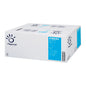 A large rectangular box from Sofidel Germany GmbH with the Papernet logo and blue accents contains high-quality 2-ply V-fold paper towels. It bears the number 416642, contains folded towels, and is certified with the EU Ecolabel. On the sides of the packaging, images and product details can be seen.