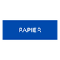 The Novocal colored waste sticker small (1 piece) in blue with white "PAPER" text is ideal for labeling and organizing paper waste in recycling.