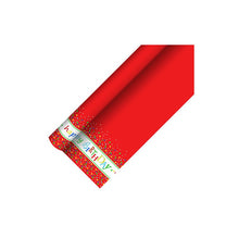 A roll of red paper tablecloth with colorful dots on the edge and a 'Happy Birthday' banner at the bottom, perfect for adding a festive touch while providing protection from dust, from PAPSTAR GmbH.