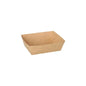 A simple rectangular PAPSTAR 50 snack trays made of brown cardboard "pure" from PAPSTAR GmbH is seen on a white background - an eco-friendly, sustainable disposable tableware.
