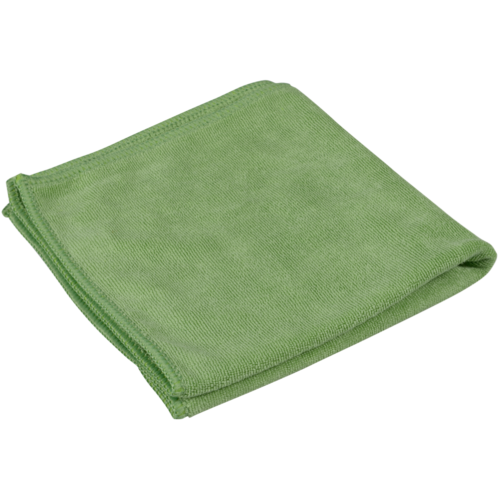 A folded green microfiber cloth ENA Platinum (32x32 cm) from Abena Re-Seller GmbH is presented against a plain white background.