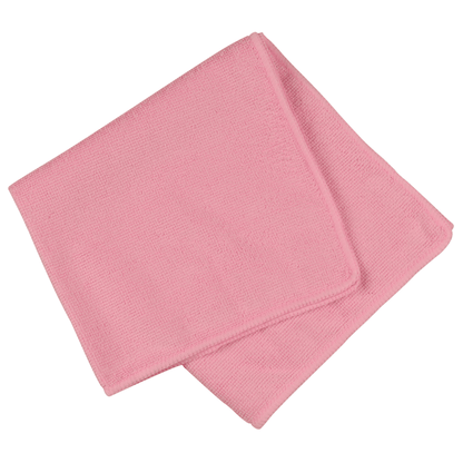 Pictured is a folded light pink microfiber cloth ENA Standard, 40x40 cm from Abena Re-Seller GmbH, with visible edge stitching on a white background.