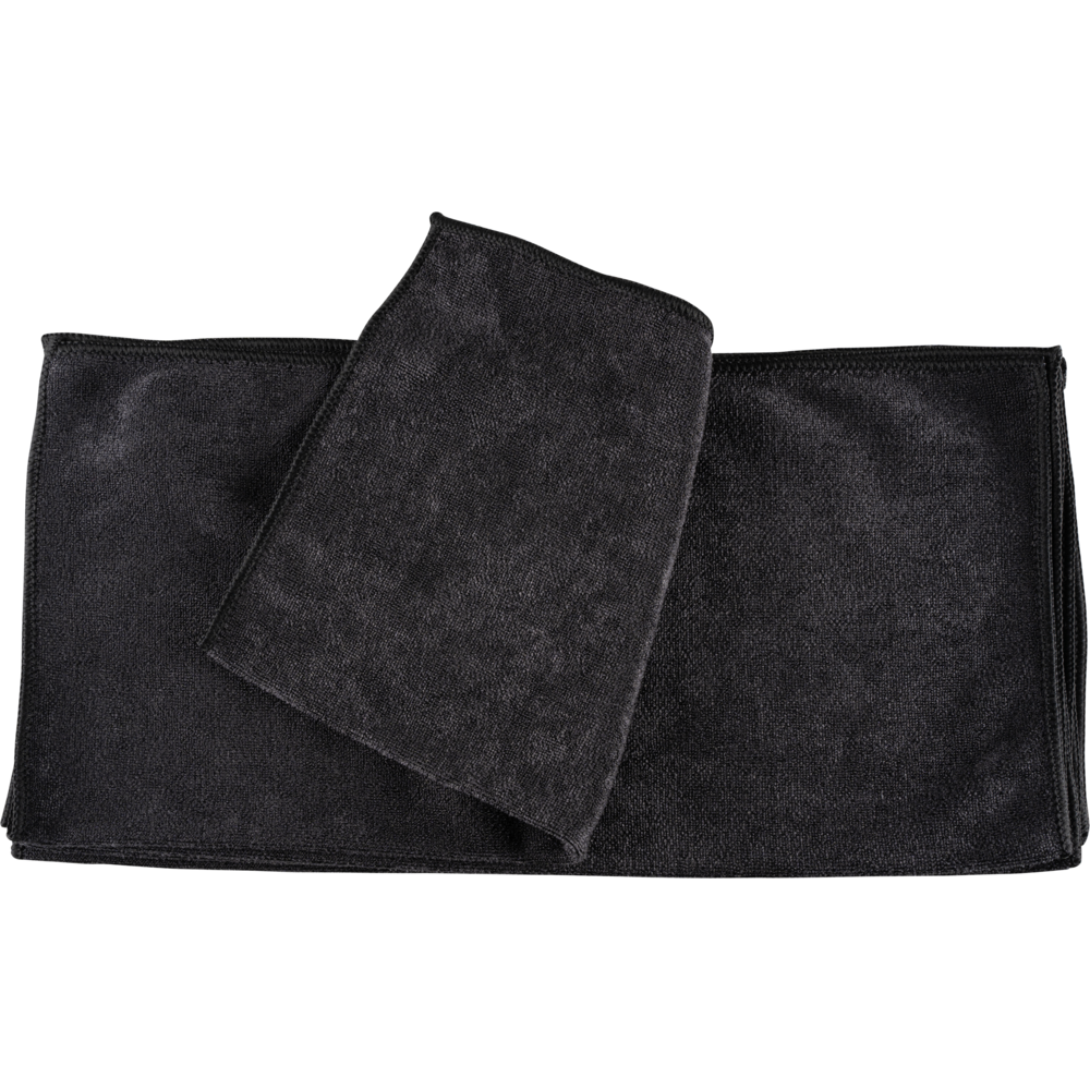 The Abena Re-Seller GmbH microfiber cloth Shiny-Stretch (40x40 cm) is presented flat with a folded cutout, highlighting the soft texture and finished edges.
