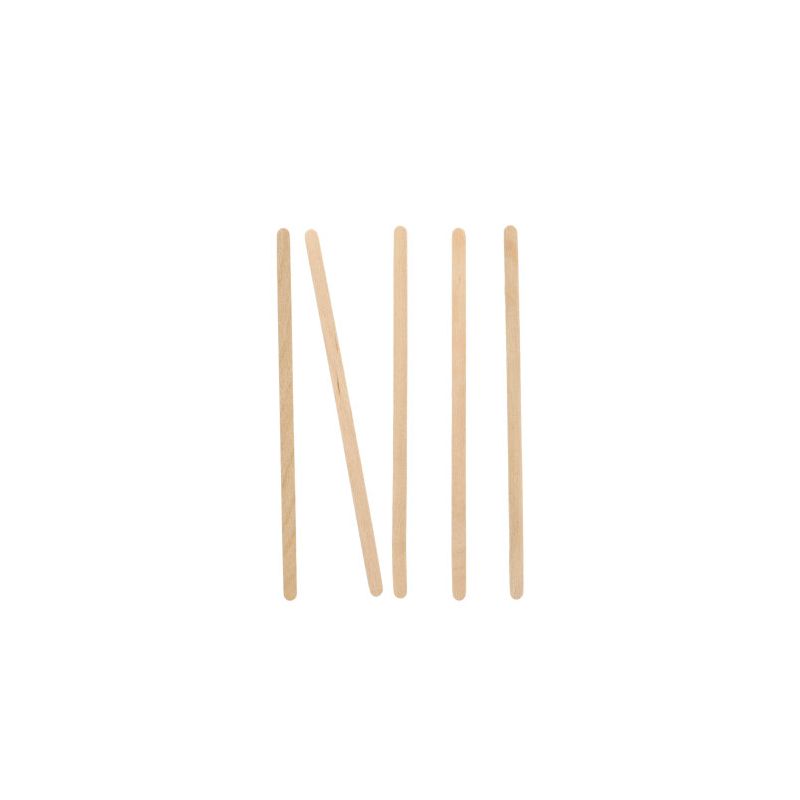 On a white background, five PAPSTAR "pure" stirring sticks from PAPSTAR GmbH are depicted, with four sticks aligned vertically and one running diagonally through the middle.