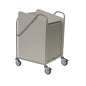 The Novocal station cart features a fully welded stainless steel frame, four swivel casters, and a roll-up door for convenient storage or transport in medical facilities. Package: 1 piece.