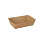 The PAPSTAR 50 snack trays made of brown cardboard, unembossed and rectangular with slanted sides, is the eco-friendly disposable tableware from the brand PAPSTAR GmbH for sustainable enjoyment.