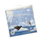 The Starpak frozen carry bag is a blue LDPE bag with penguins on ice with snowflakes, icicles, the phrase "Frosty Times", a white handle, and a barcode in the lower left corner.