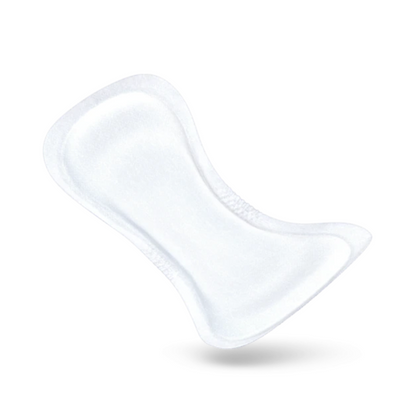 A TENA Comfort Mini Super incontinence pad from Essity Germany GmbH with Dry Fast Core is seen against a flawlessly white background.