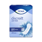 The image shows a pack of TENA Lady Discreet Maxi incontinence pads from TENA – Essity Deutschland GmbH, designed for bladder weakness. The packaging features a blue floral design and emphasizes "3x protection", contains 12 pieces, as indicated at the bottom left.