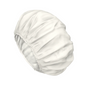 A white satin cap with gathered elastic edges to protect the hair, reminiscent of the gentle care of the TENA ProSkin Shampoo Cap wash cap.