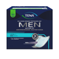 Eine Schachtel Muster TENA Men Active Fit von TENA - Essity Germany GmbH in einer marineblauen Verpackung, die Produktdetails und eine Abbildung der Schutzeinlage auf der Vorderseite zeigt - speziell für Blasenschwäche Männer entwickelt.