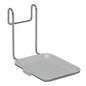 The Novocal drip tray | 1 piece is a metal soap dish holder with a rectangular white dish and two upright metal hooks, depicted on a plain white background.