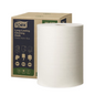 A large roll of Tork 90537 Durable Cleaning Cloths Premium W1 W2 W3 is displayed on the front of the packaging box. It features images and texts highlighting the cloth's absorbency and compatibility with various dispensers.