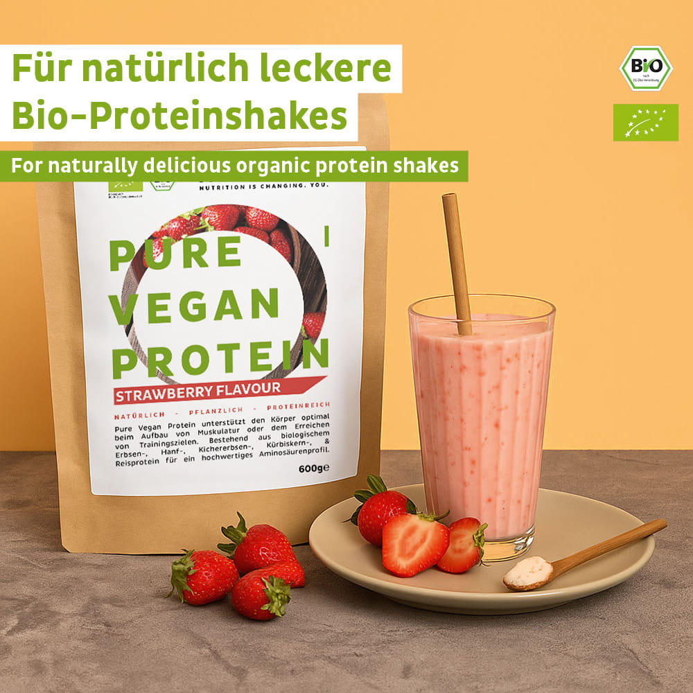 Organic vegan protein powder strawberry without soy