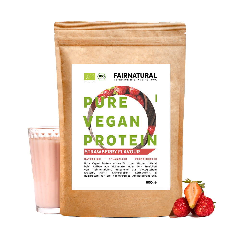 Organic vegan protein powder strawberry without soy