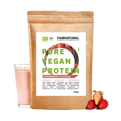 Organic vegan protein powder strawberry without soy