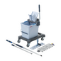 The discontinued item: Vileda UltraSpeed Pro Sets Ready-to-Go microfiber mopping system from Vileda GmbH includes a gray bucket with wringer on wheels, a flat mop head, two handle segments, and a striped pad for efficient floor cleaning.