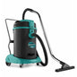 The Arcora Wd 80/2 Pt wet/dry vacuum cleaner with large container volume from Arcora International GmbH features a large black and teal body, a flexible hose, a metal handle, and four wheels - perfect for commercial cleaning on any surface. Pictured on a white background.