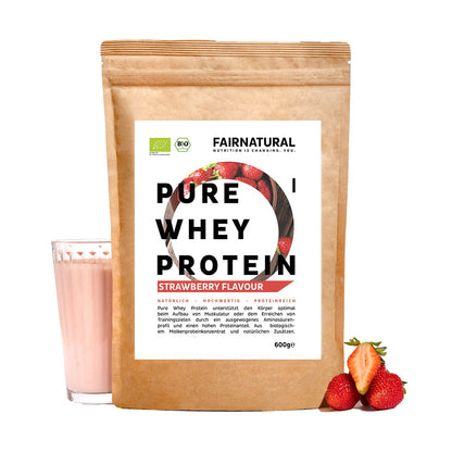 Organic whey protein powder strawberry