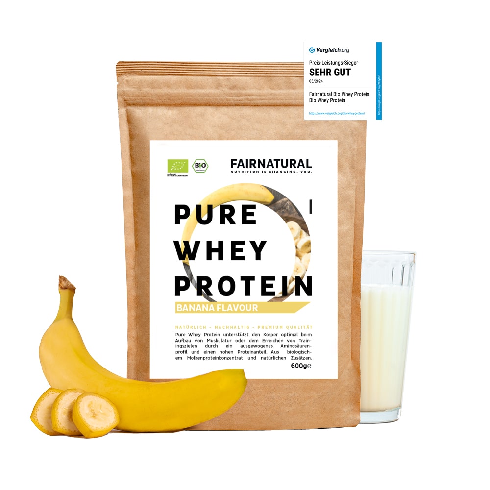 Organic whey protein powder banana