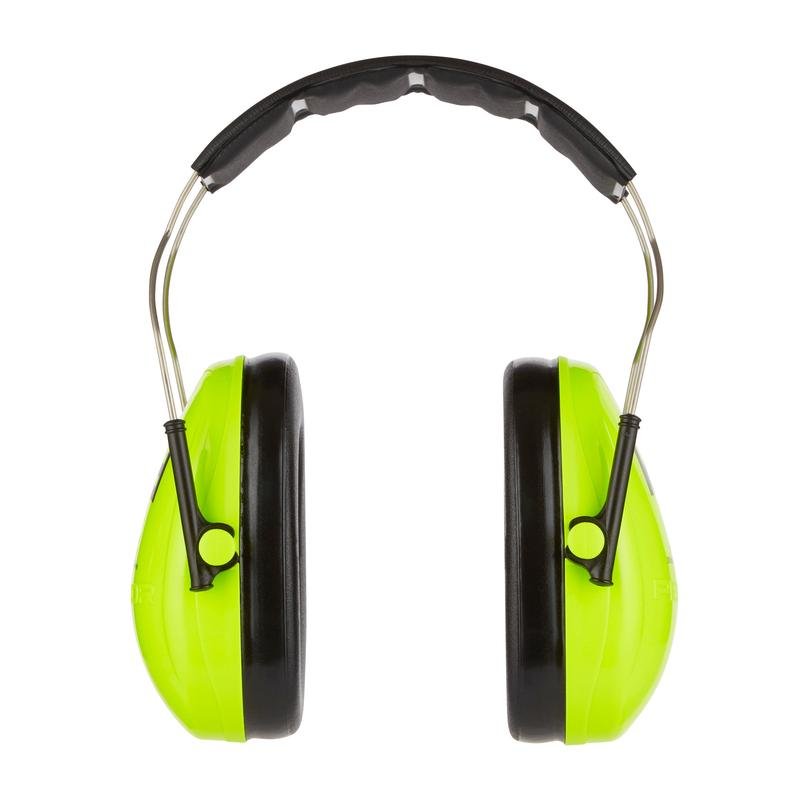 The 3M™ PELTOR™ earmuff for children from 3M Deutschland GmbH is a light green and black earmuff with a headband made of metal and plastic, depicted against a white background.