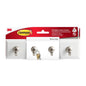 A pack of the Command™ key rail in quartz, HOM18-Q from 3M Deutschland GmbH is shown with three metal hooks for key storage. The keys hang on the middle hook, and the French label points out the easy and quick installation.