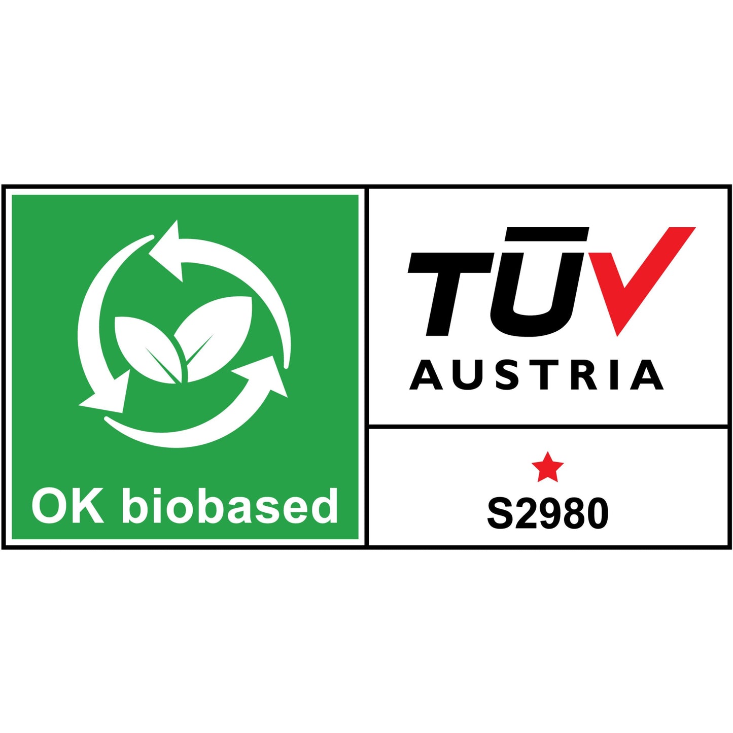 Ein grün-weißes "OK biobased"-Label mit dem TÜV AUSTRIA-Logo und dem Code "S2980" bestätigt die Umweltfreundlichkeit - perfekt für den Scotch™ Hasen-Klebeband-Abroller C29 (Pink oder Schwarz) + Scotch® Magic™ Unsichtbares Klebeband von 3M Deutschland GmbH.