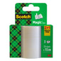 The Scotch® Magic™ Invisible Tape promotional pack (3M Deutschland GmbH) contains 2 rolls + 1 FREE roll each 19 mm x 15 m - ideal for craft projects or office use, with green-yellow packaging and "2+1 free" note.