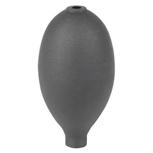 The Pressure Man II pressure bulb, black (1 piece), is an oval black rubber bulb with a narrow neck and a small upper opening, commonly used in medical or laboratory devices.