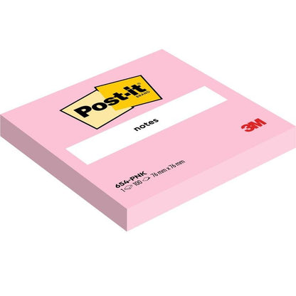 A pack of 6 Post-it® Notes, pink, 76x76mm, 100 sheets each, from 3M Deutschland GmbH. Made from 100% PEFC-certified paper (SGSCH-PEFC-COC-110078) for responsible sourcing.
