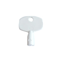 The Soft Care Bulk Key from Diversey Deutschland GmbH & Co. OHG is a small, white replacement key for Soft Care Bulk Dispensers with a rounded, rectangular head, a single upper hole, and a cylindrical shaft, depicted on a plain white background.