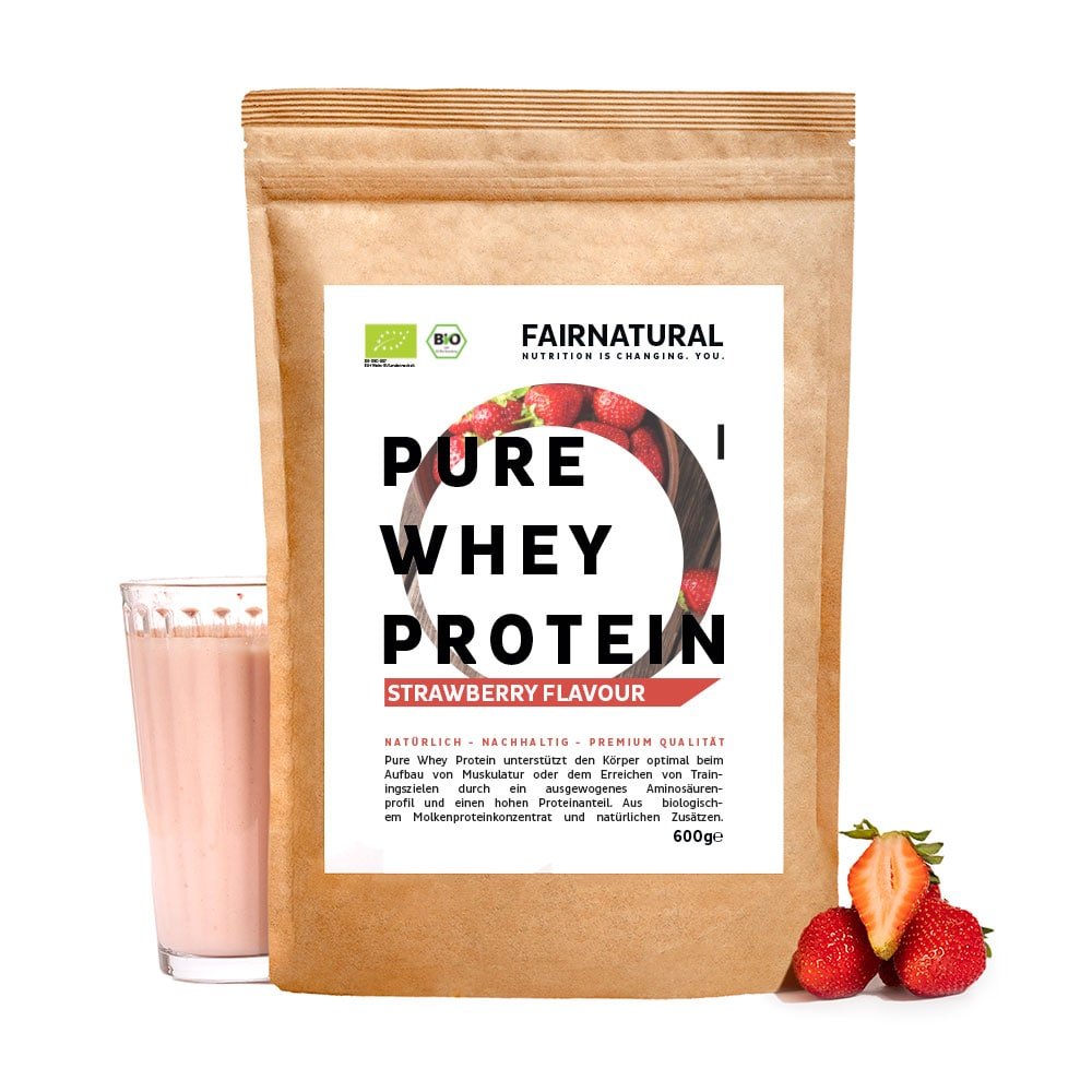 Organic whey protein powder strawberry